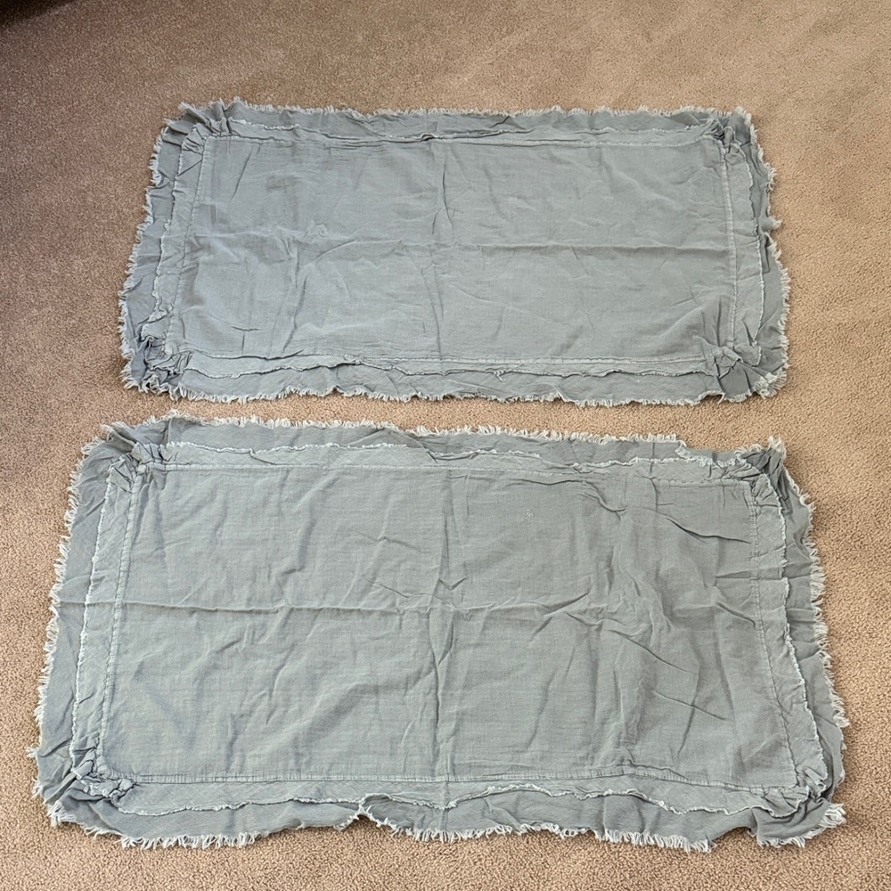 Elegant 100% Vintage Washed Cotton Fringed Pillow Covers in Gray - King + Bag